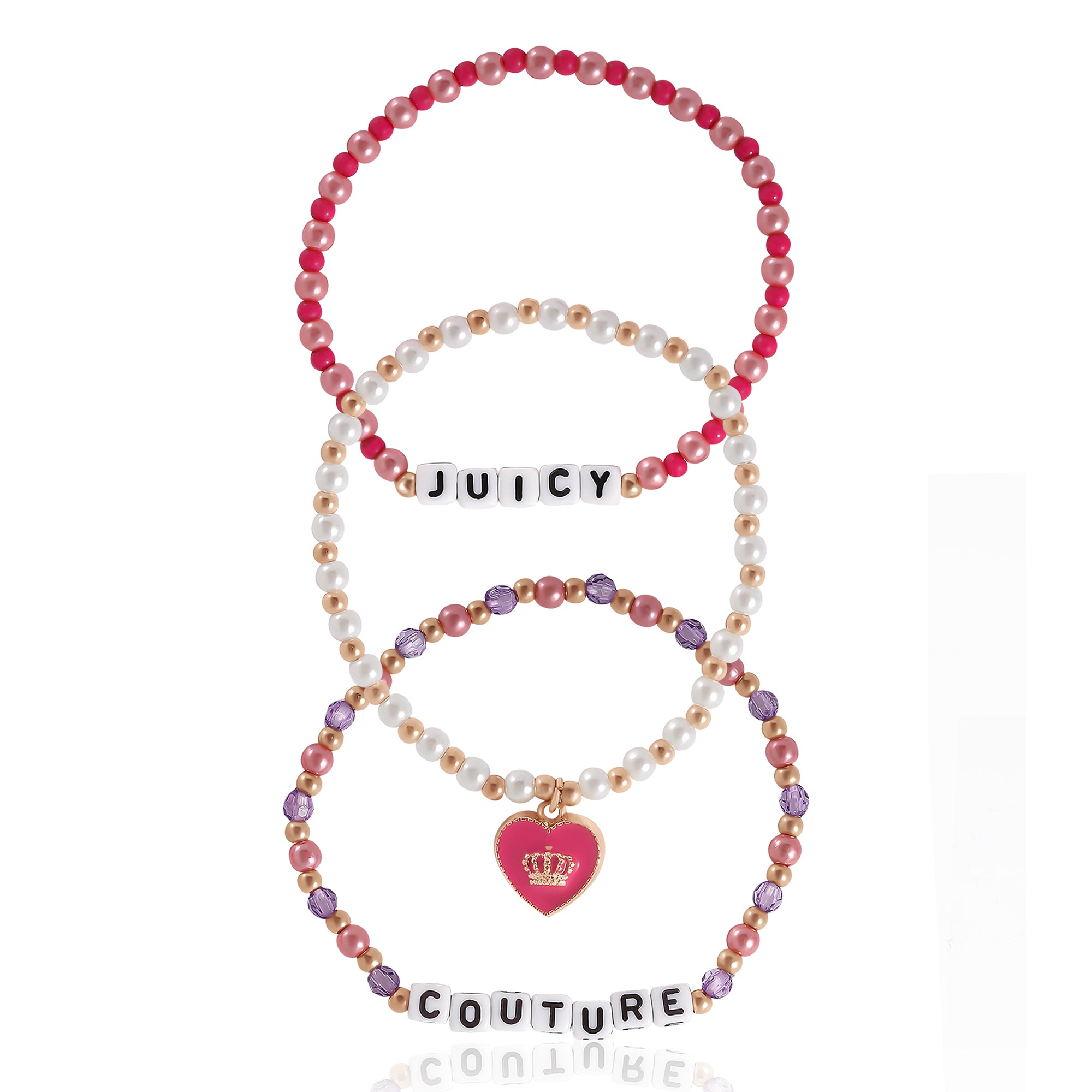 Kids Choose Juicy Heart Charm 3 Piece Beaded Bracelet Set - Image 4