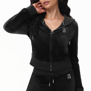 Custom Initial OG Big Bling Velour Hoodie