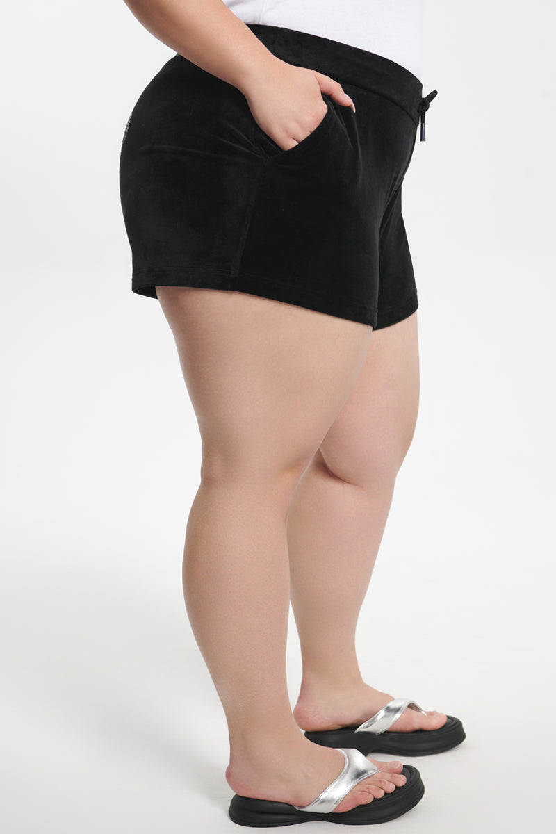 Plus-Size Big Bling Velour Shorts - Image 3