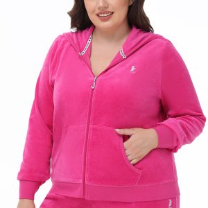 Plus-Size Scottie Cotton Velour Hoodie