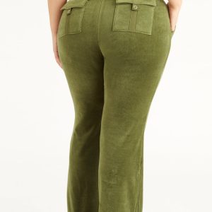 Plus-Size Hollywood Snap Pocket Cotton Velour Track Pants