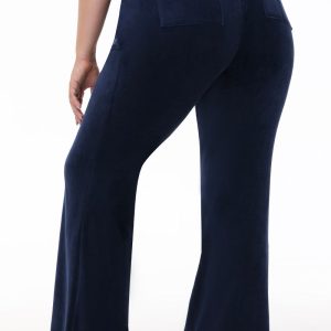 Plus-Size Hollywood Scottie Snap Pocket Cotton Velour Track Pants