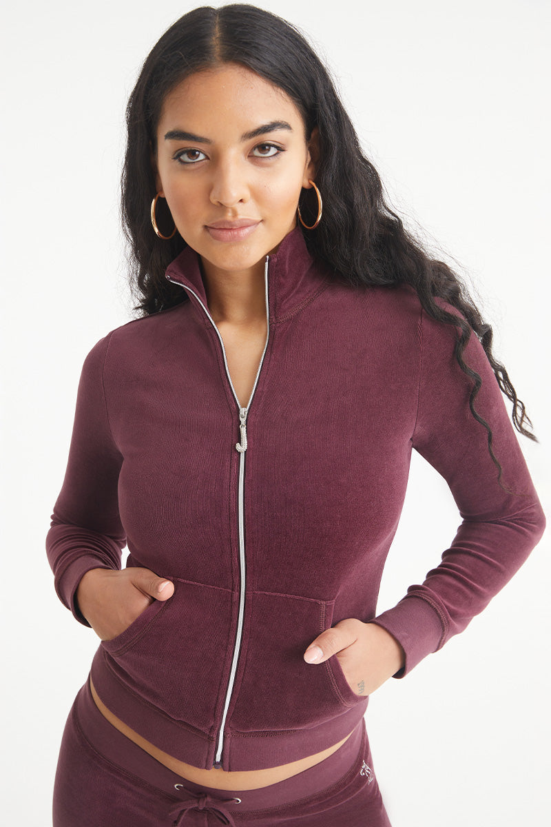 Ombre Bling Cotton Velour Mockneck Track Jacket - Image 2