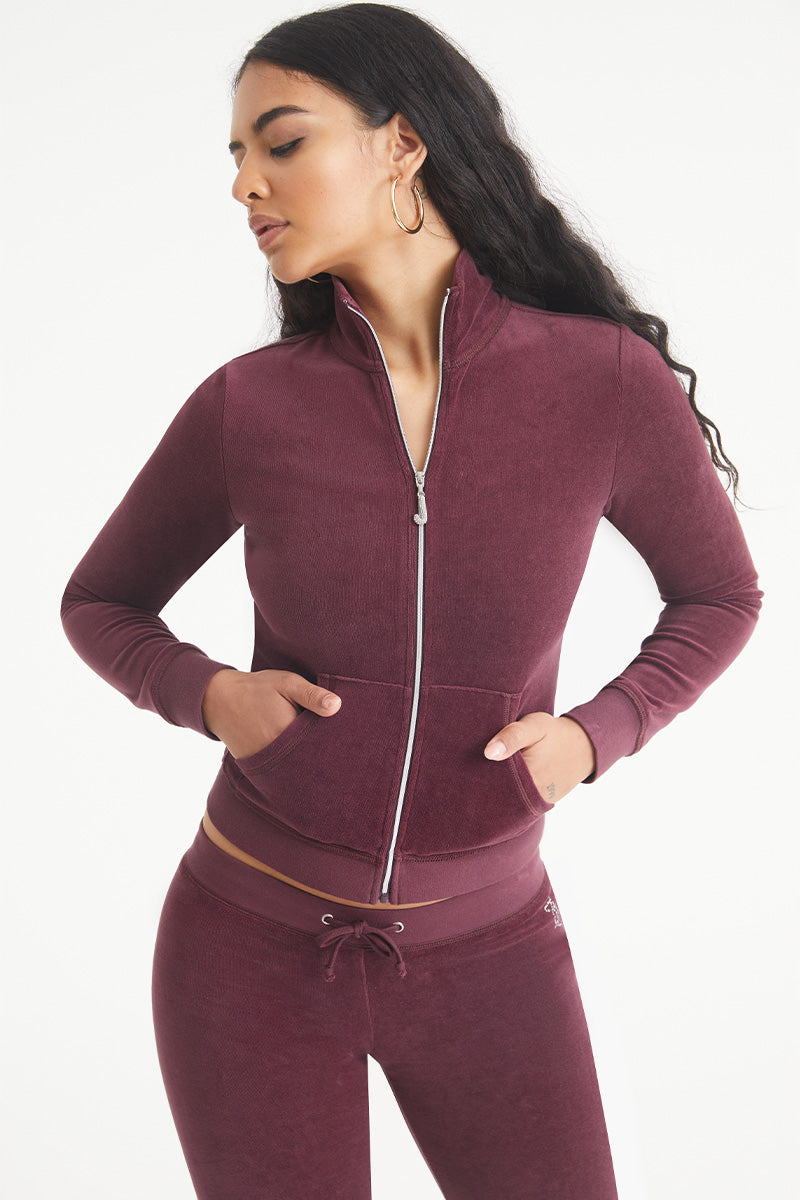 Ombre Bling Cotton Velour Mockneck Track Jacket - Image 3