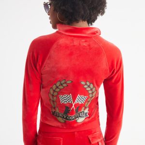 Mockneck Velour Cargo Track Jacket