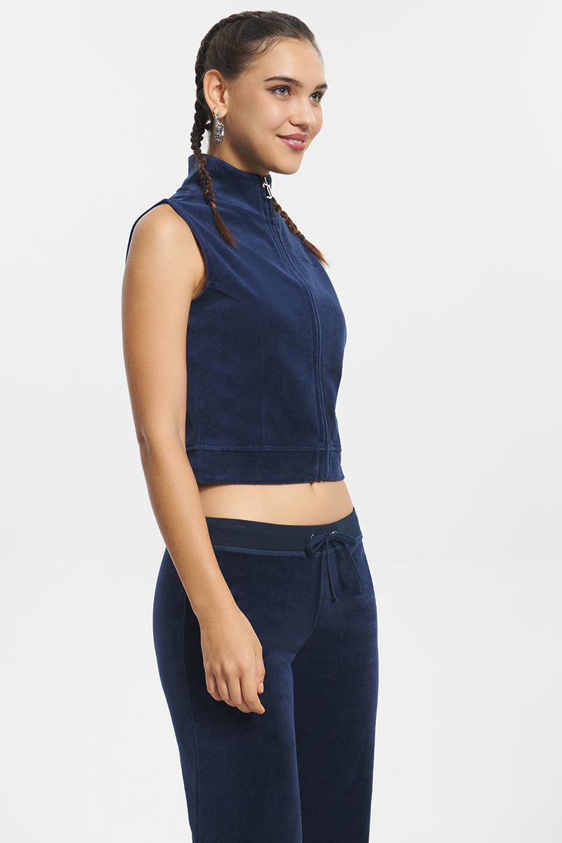 Mockneck Cotton Velour Zip-Up Vest - Image 2