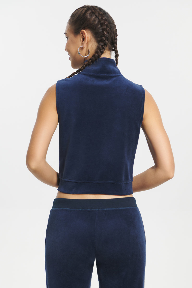 Mockneck Cotton Velour Zip-Up Vest - Image 3