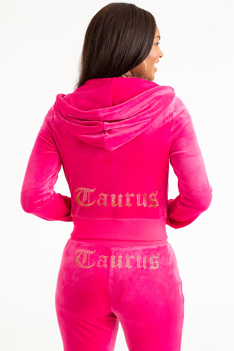 Taurus Customizable Big Bling Velour Hoodie - Image 3