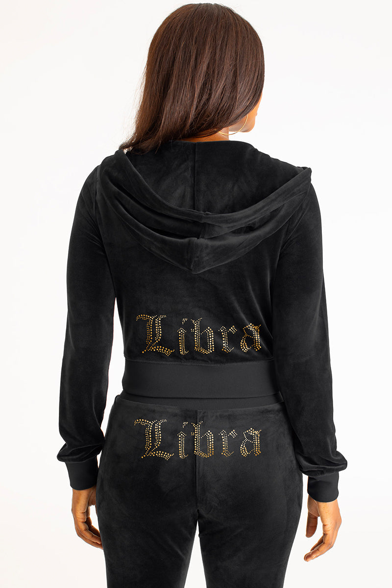 Libra Customizable Big Bling Velour Hoodie