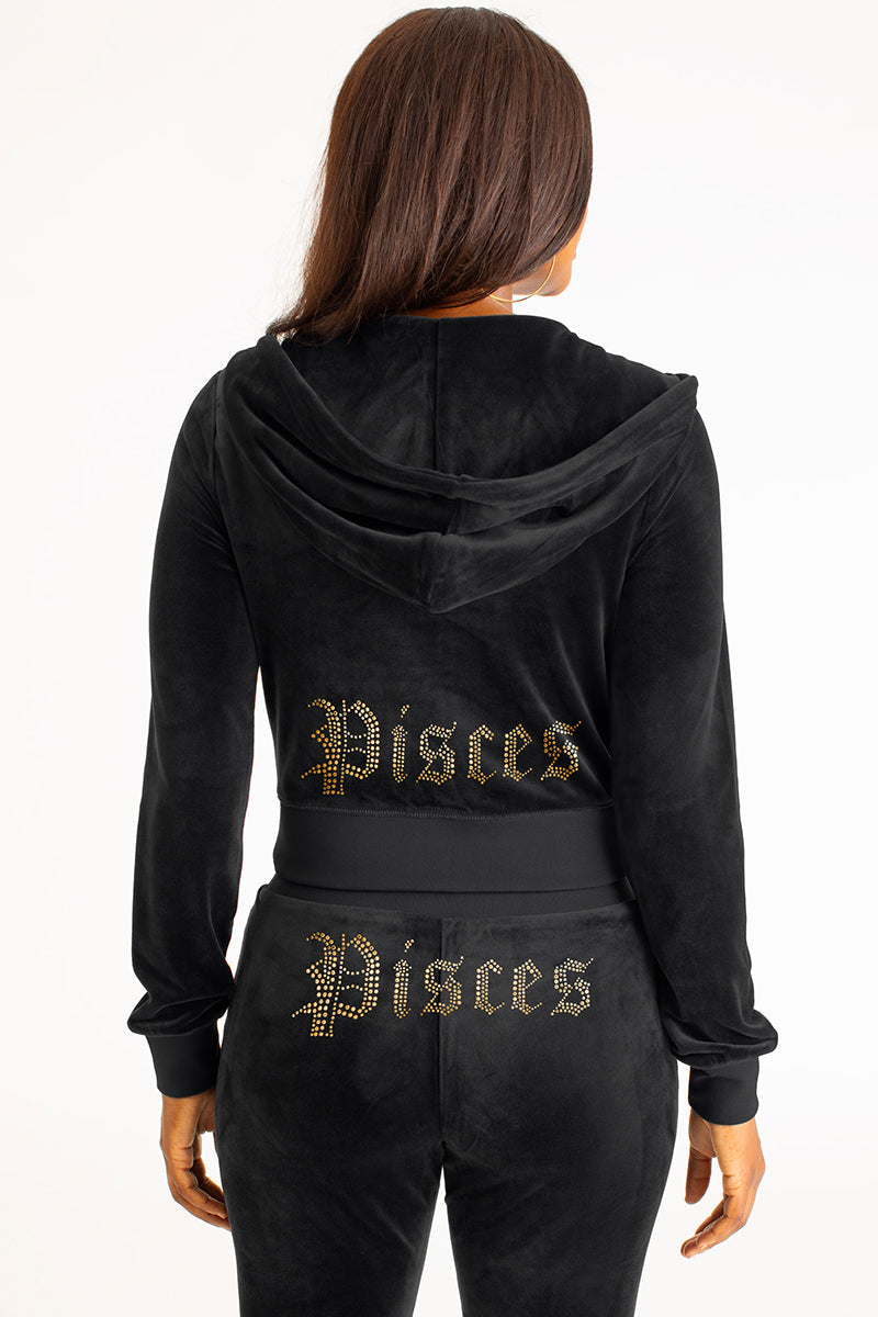 Pisces Customizable Big Bling Velour Hoodie - Image 3