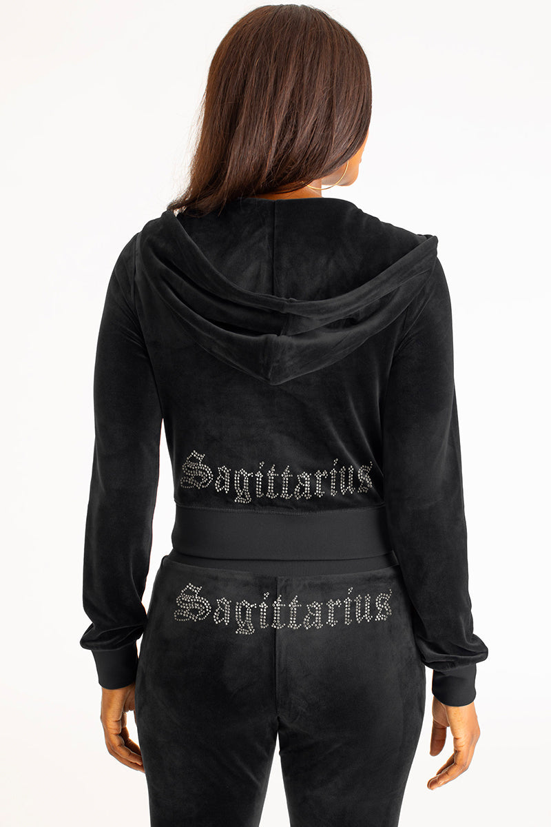 Sagittarius Customizable Big Bling Velour Hoodie - Image 3
