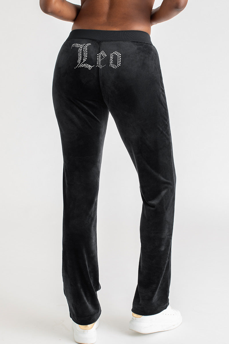 Leo Customizable Big Bling Velour Track Pants - Image 3