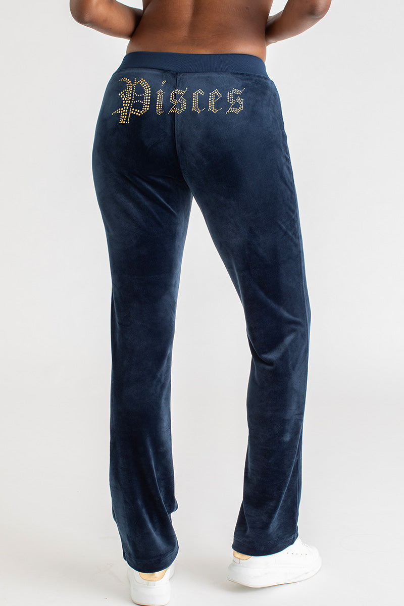 Pisces Customizable Big Bling Velour Track Pants - Image 3