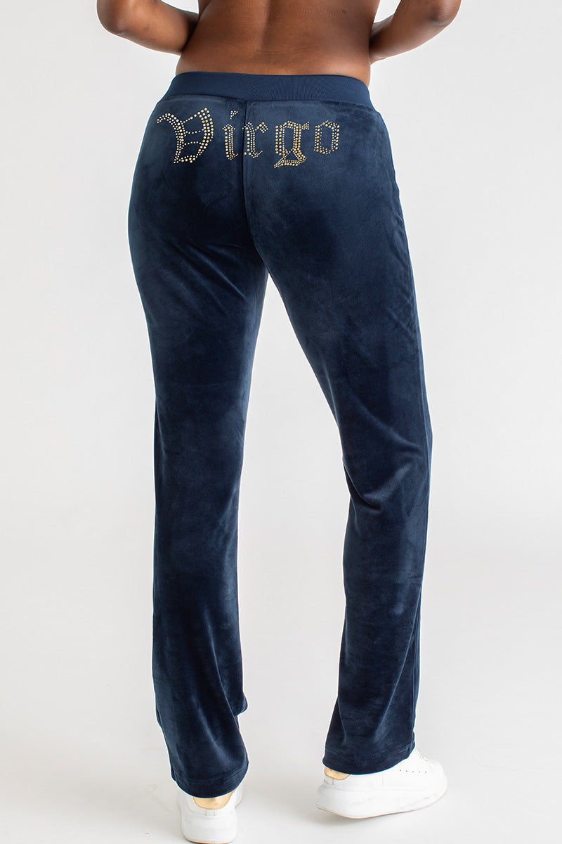 Virgo Customizable Big Bling Velour Track Pants - Image 3