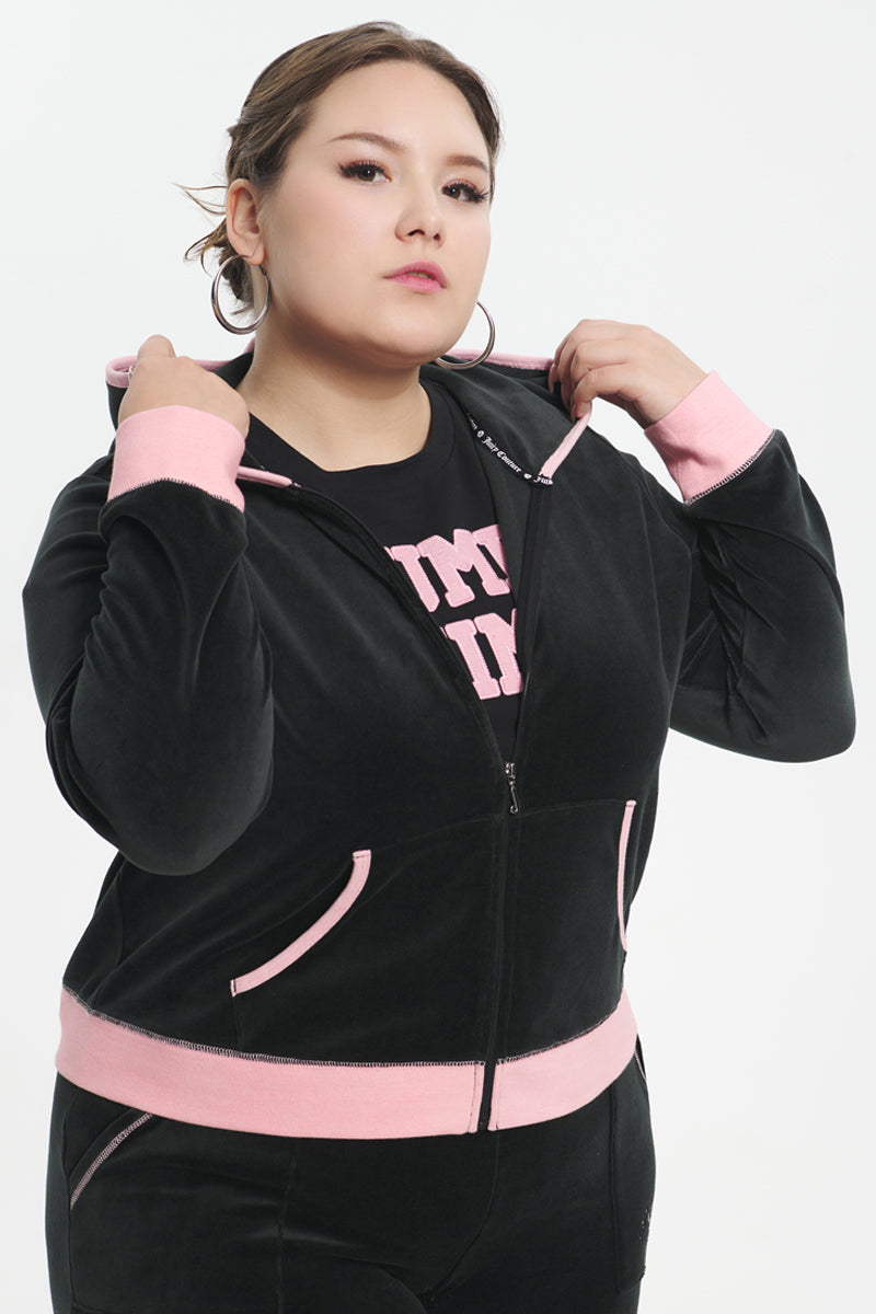 Plus-Size Sweetheart Cotton Velour Hoodie - Image 2