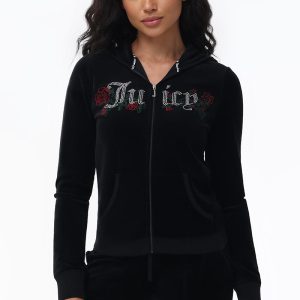 Juicy Roses Bling Cotton Velour Hoodie