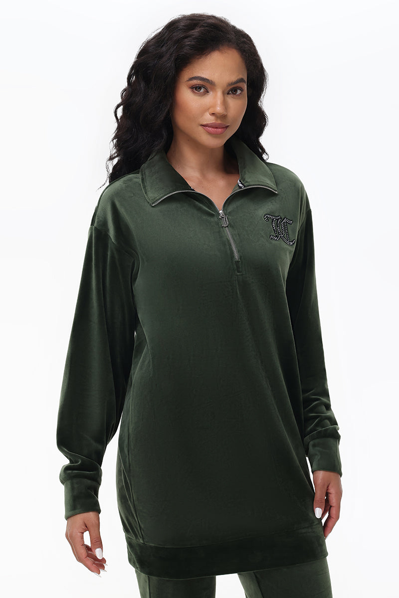 Oversized Small Bling Quarter Zip Pullover