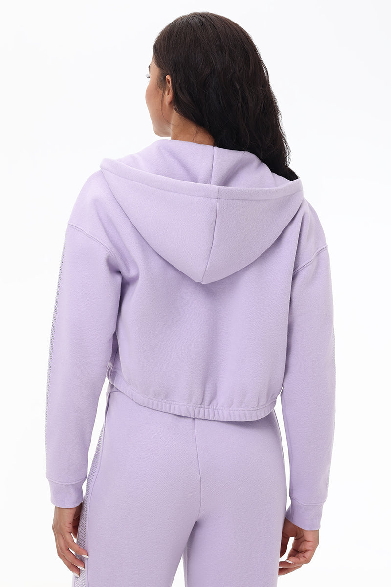 Cropped Fleece Hoodie With Side Bling - Image 3