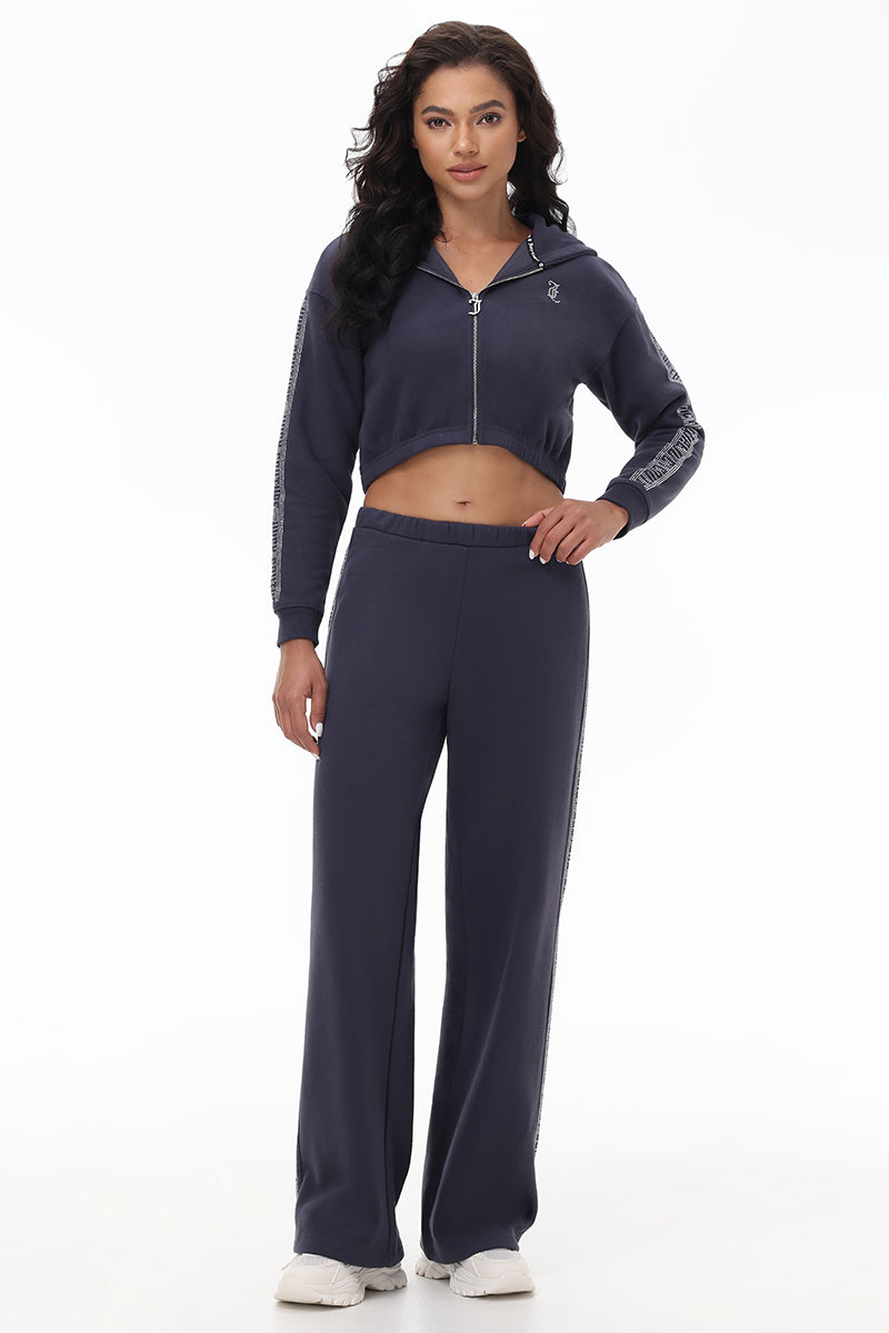 Cropped Fleece Hoodie With Side Bling - Image 4