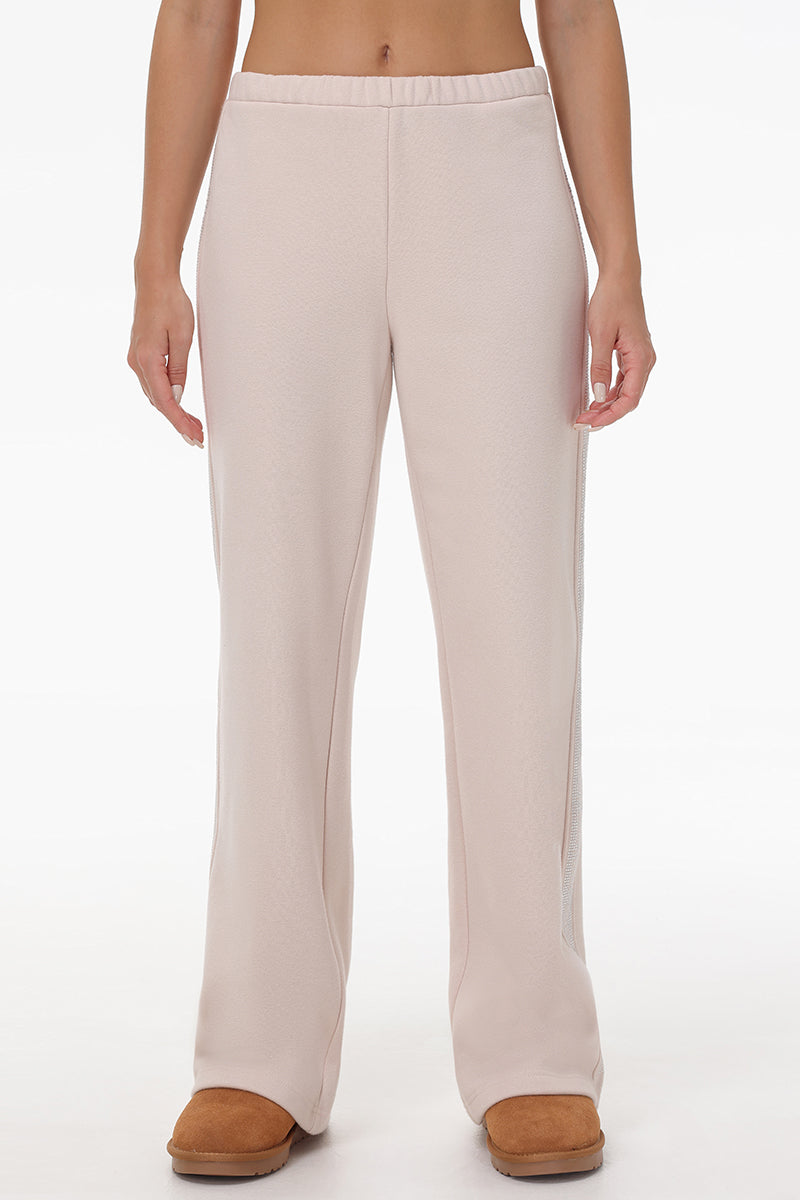 Wide Leg Fleece Pants With Side Bling - Image 2