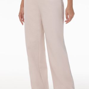 Wide Leg Fleece Pants With Side Bling