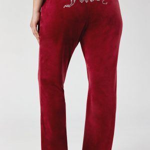 Plus-Size Mixed Crystals Velour Track Pants