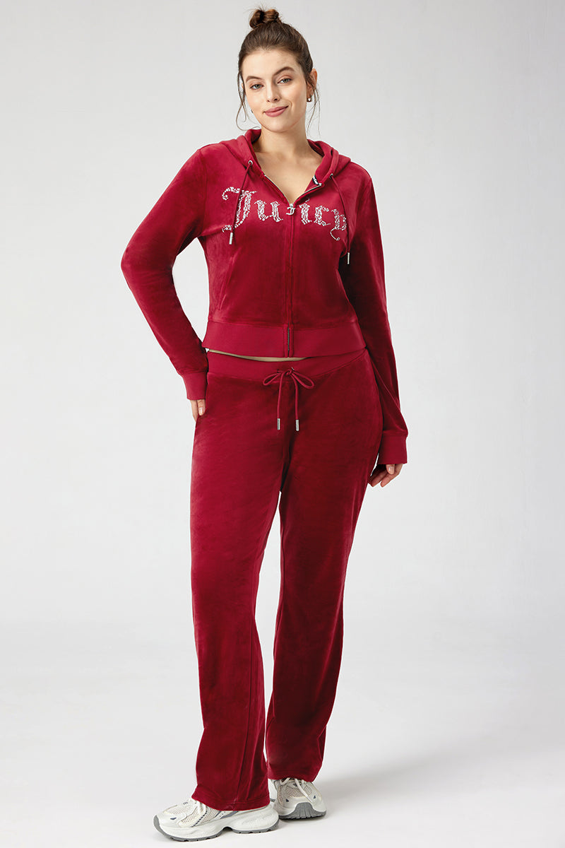 Plus-Size Mixed Crystals Velour Track Pants - Image 5