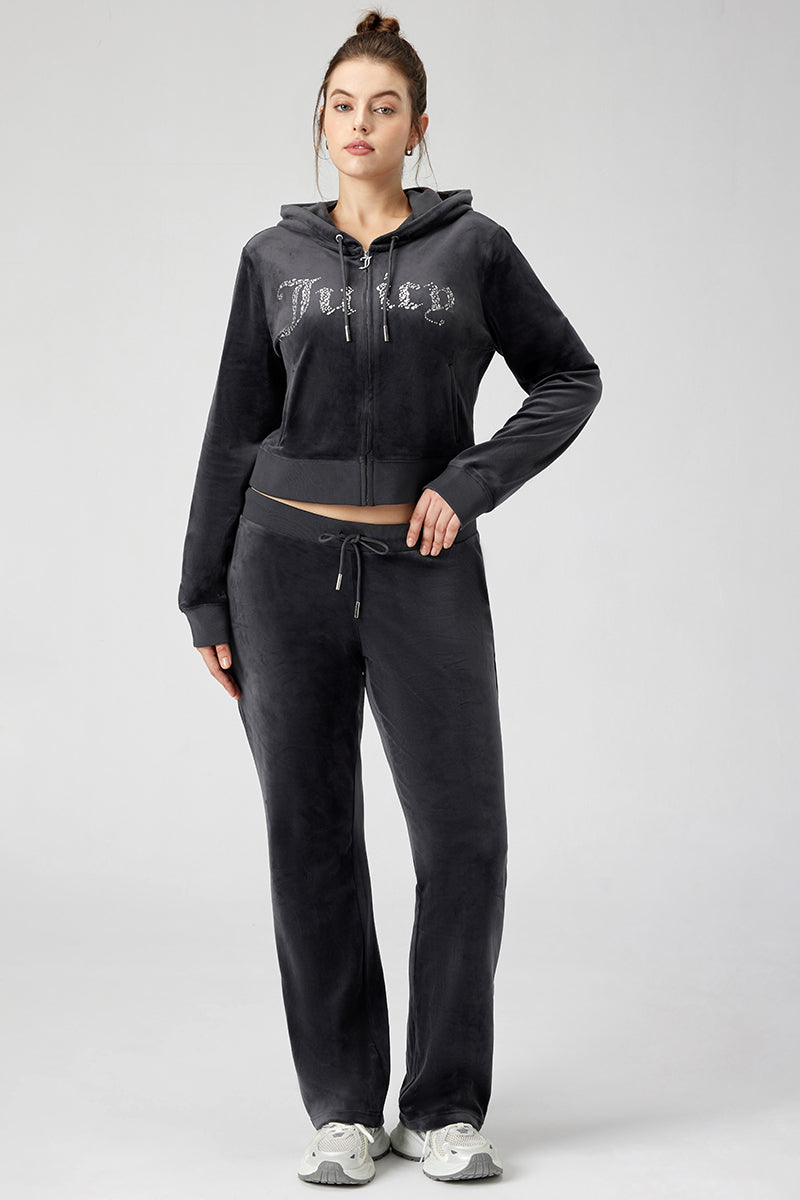 Plus-Size Mixed Crystals Velour Track Pants - Image 5