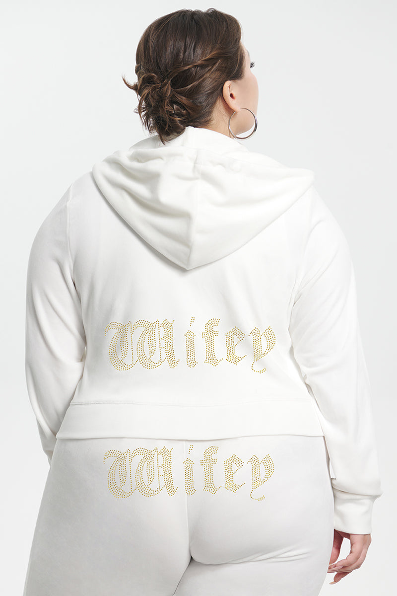 Wifey Customizable Big Bling Velour Hoodie - Image 4