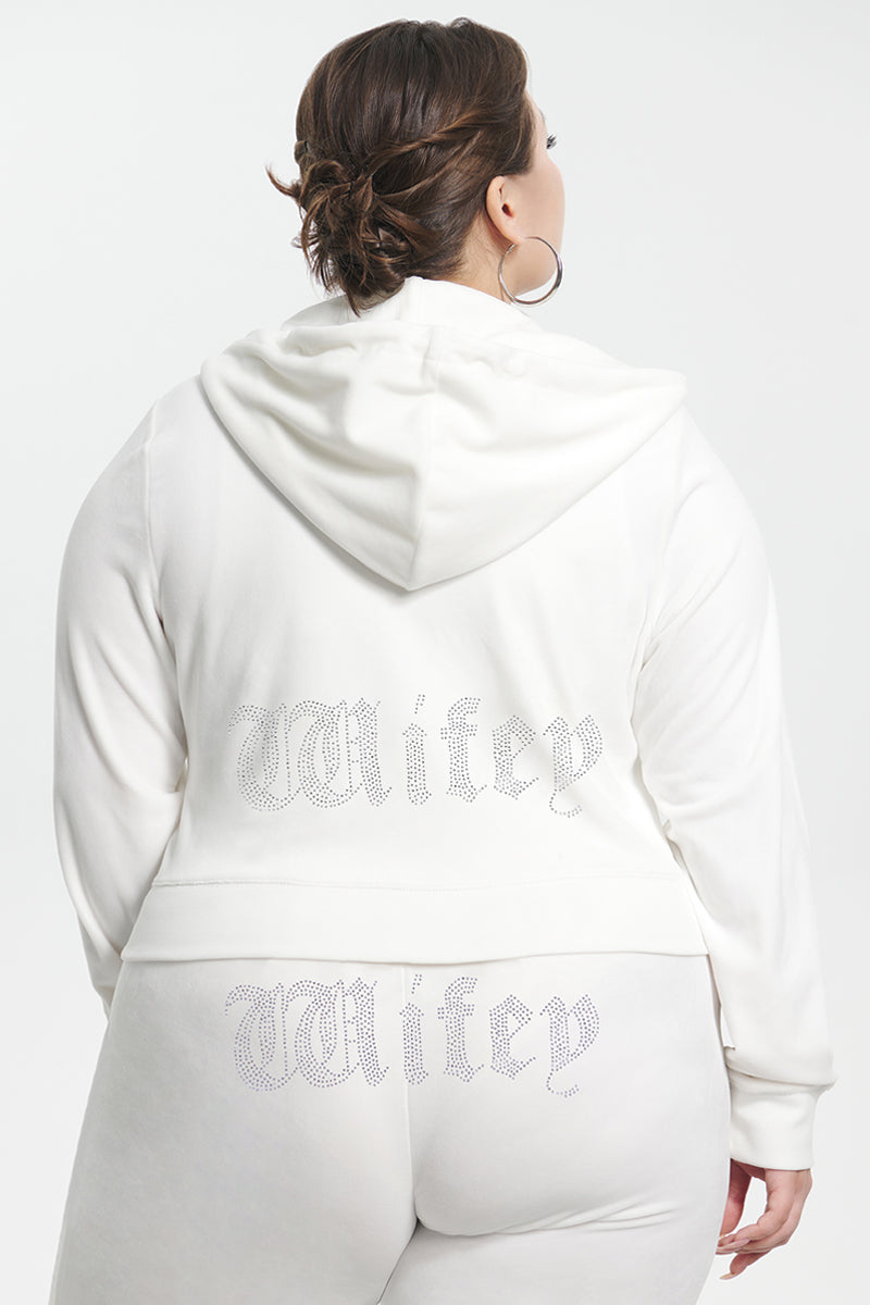 Wifey Customizable Big Bling Velour Hoodie - Image 3