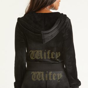 Wifey Customizable Big Bling Velour Hoodie