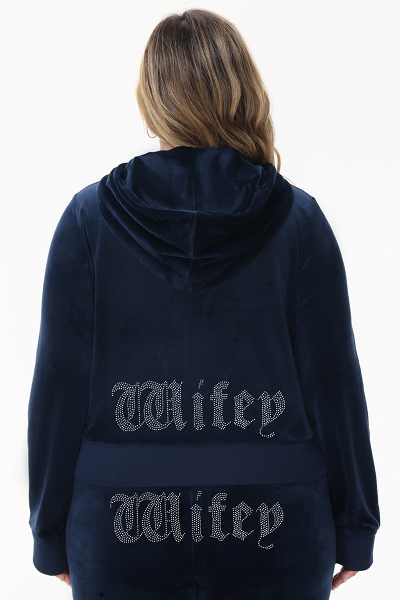 Wifey Customizable Big Bling Velour Hoodie - Image 4