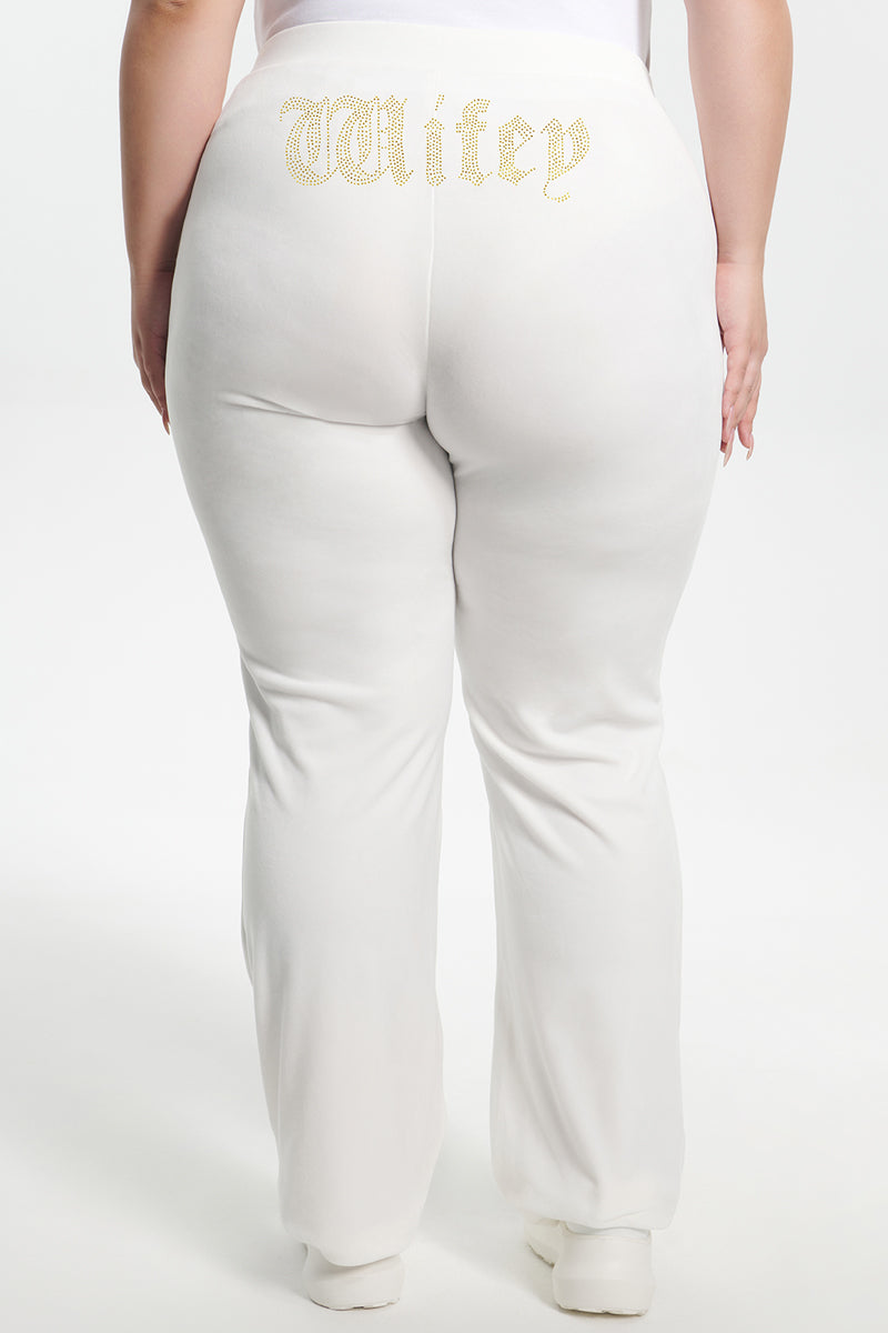 Wifey Customizable Big Bling Velour Track Pants - Image 3