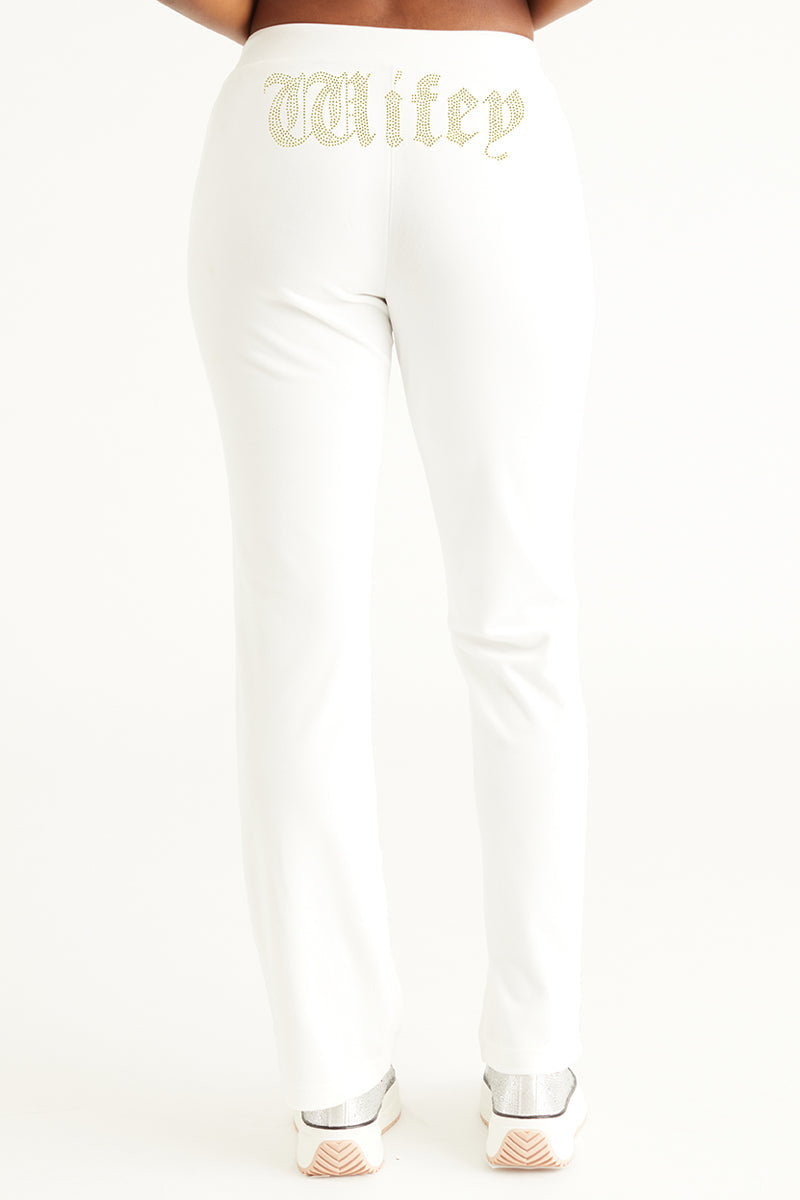Wifey Customizable Big Bling Velour Track Pants - Image 2