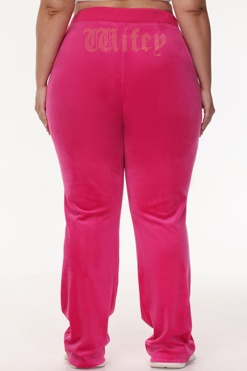Wifey Customizable Big Bling Velour Track Pants - Image 8