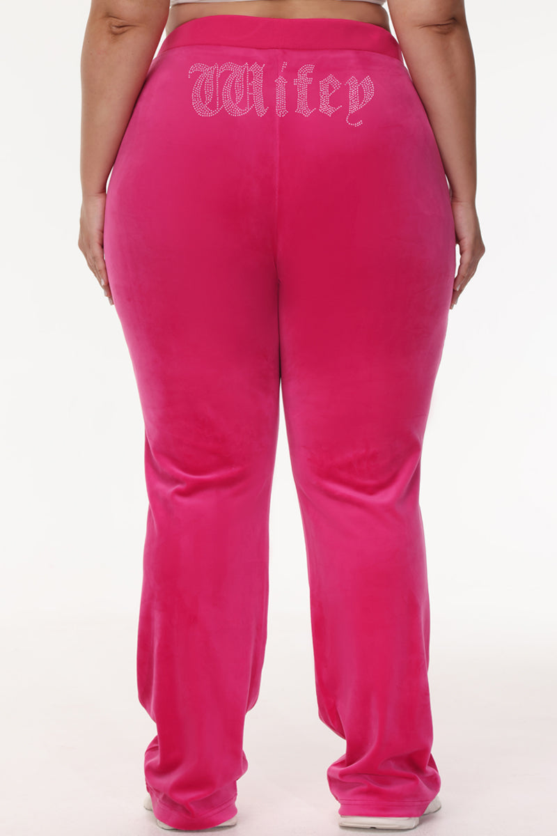 Wifey Customizable Big Bling Velour Track Pants - Image 10