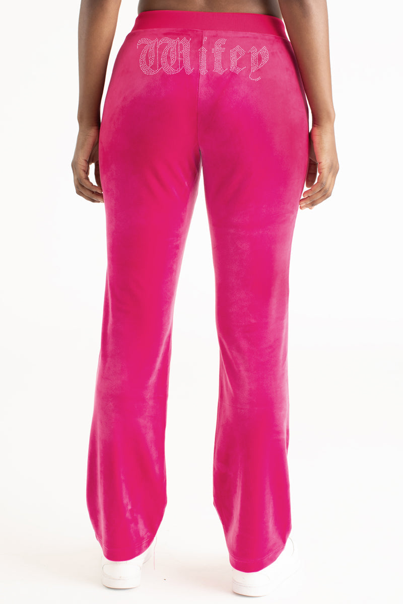 Wifey Customizable Big Bling Velour Track Pants - Image 3