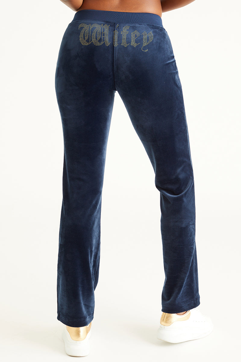 Wifey Customizable Big Bling Velour Track Pants - Image 2