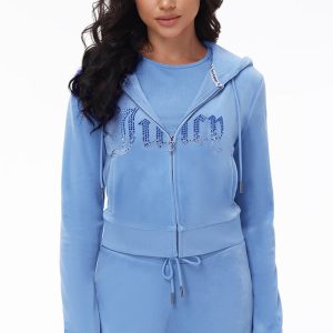 Front Ombre Big Bling Velour Hoodie
