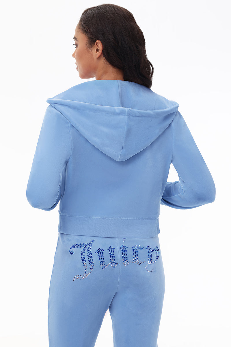 Front Ombre Big Bling Velour Hoodie - Image 3