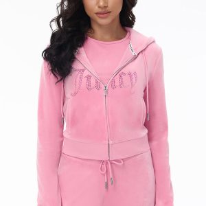 Front Ombre Big Bling Velour Hoodie