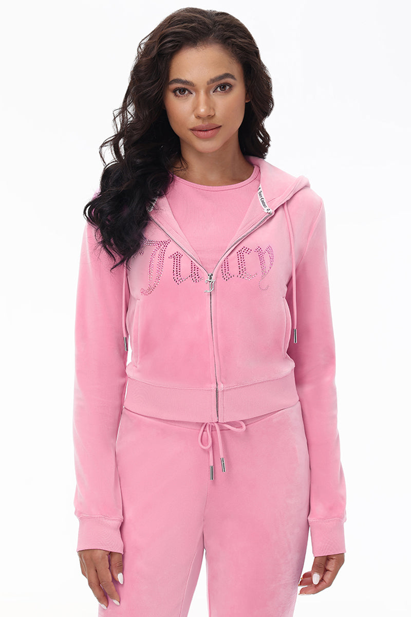 Front Ombre Big Bling Velour Hoodie