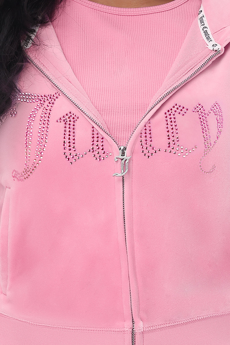 Front Ombre Big Bling Velour Hoodie - Image 4