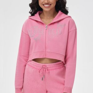 Cropped Zip Front Hoodie