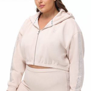 Plus-Size Cropped Fleece Hoodie With Side Bling