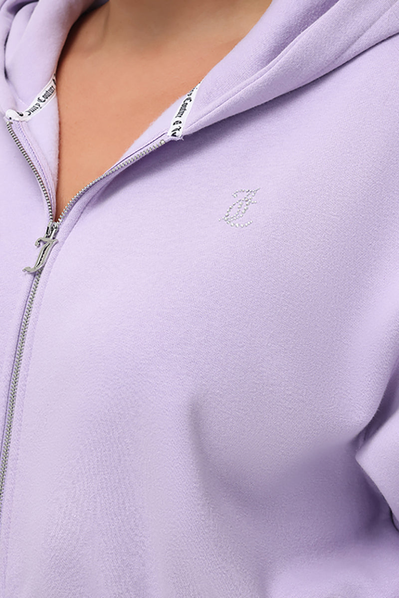 Plus-Size Cropped Fleece Hoodie With Side Bling - Image 4