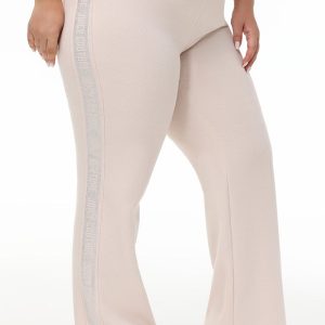 Plus-Size Wide Leg Fleece Pant With Side Bling
