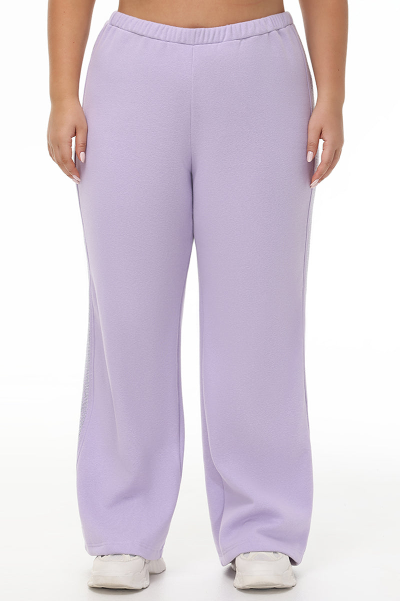 Plus-Size Wide Leg Fleece Pant With Side Bling - Image 3