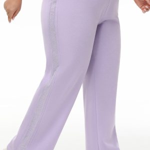 Plus-Size Wide Leg Fleece Pant With Side Bling