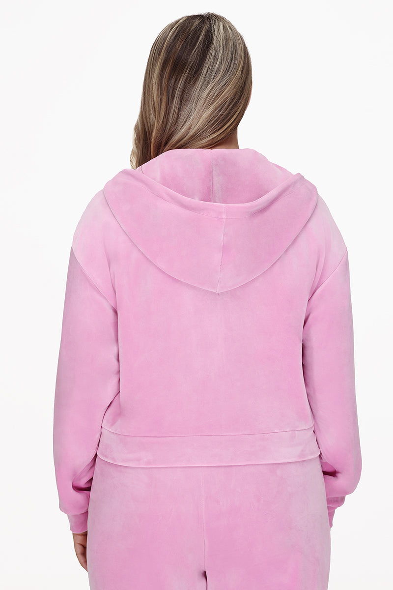 Plus-Size Velour Cropped Jacket With Side Bling - Image 3